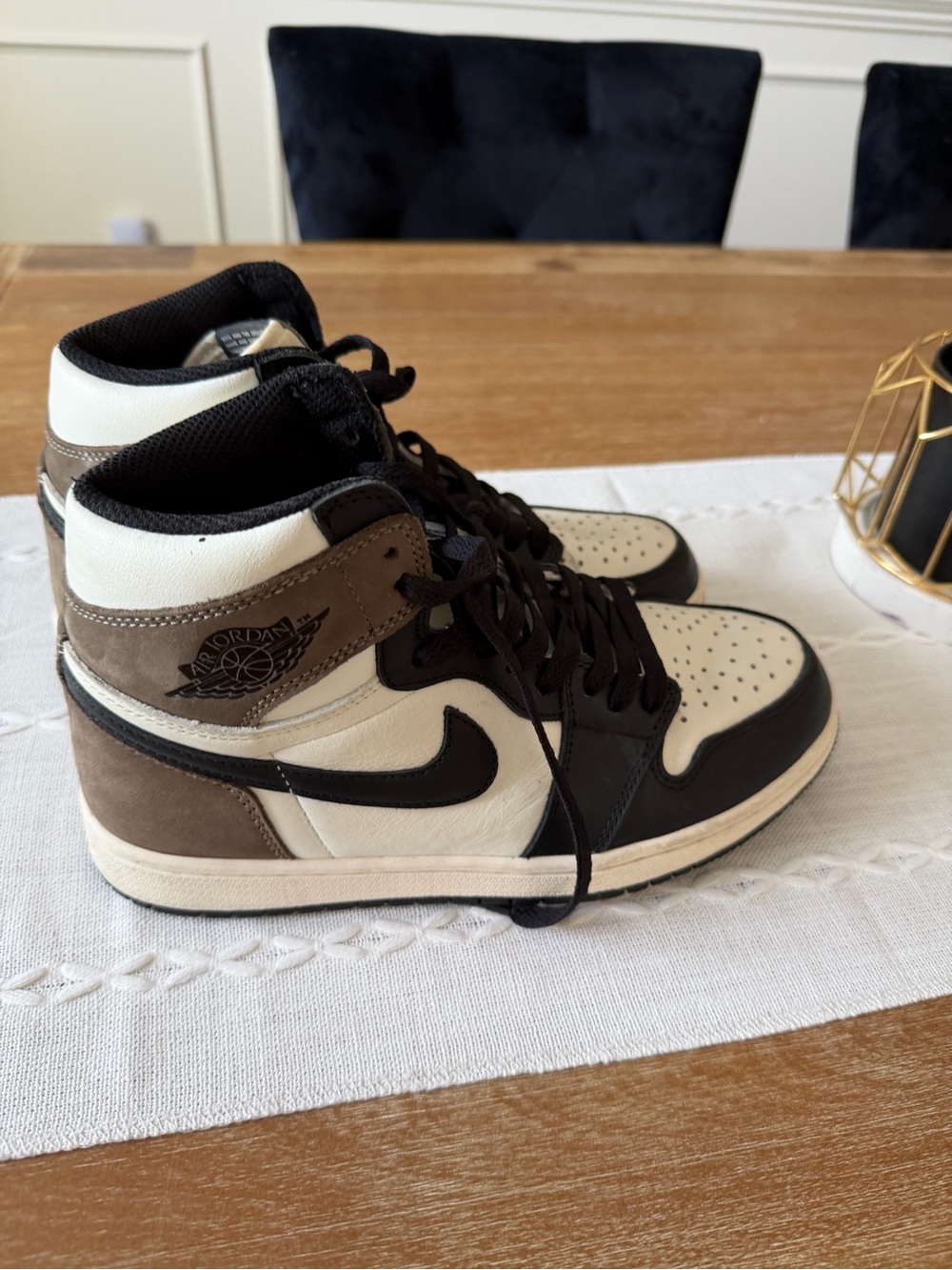 Jordan High-Top Sneakers - White/Black/Brown